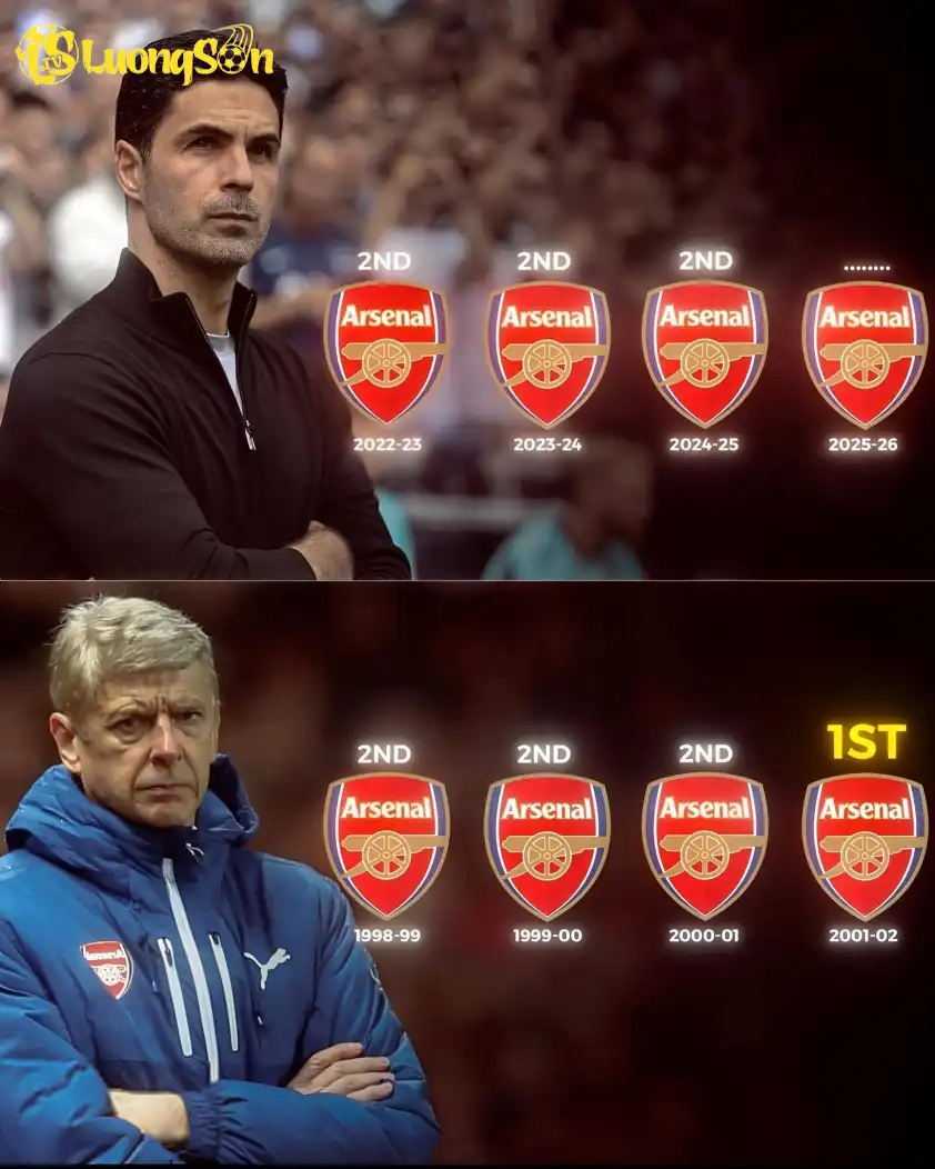HLV Wenger cũng từng 3 năm liên tiếp giành ngôi Á quân Premier League, và vô địch ở mùa giải 2001/2002. Liệu Arteta có thể làm được điều tương tự ở mùa 2025/2026?